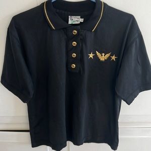 Black and Gold Shorty Polo